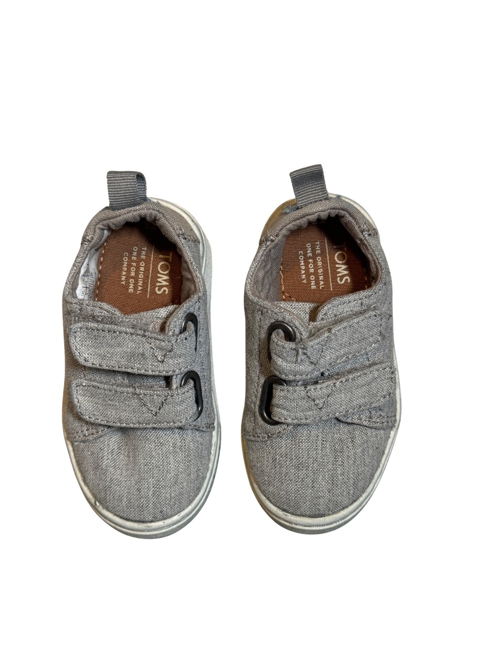 TOMS Toddler Boys Lenny Sneakers Grey Canvas Double Strap Shoes Size T5